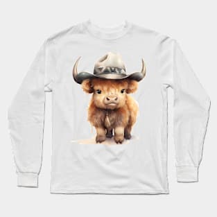 American Bison Wearing a Cowboy Hat Long Sleeve T-Shirt